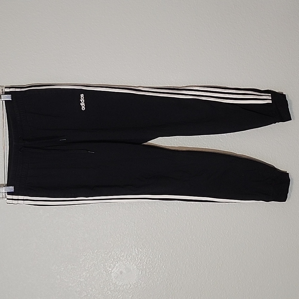 Adidas Joggers Women's Size Medium Black with White Stripes Drawstring W…